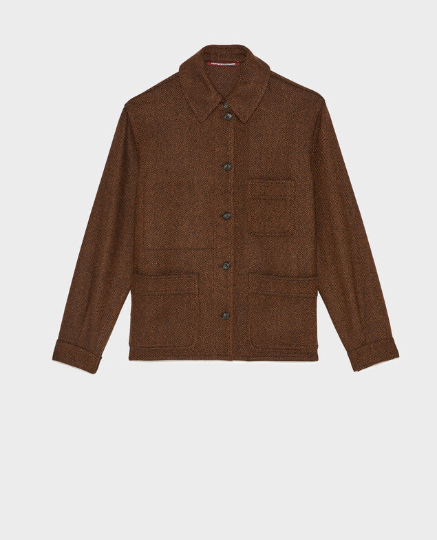 Arbeitsjacke aus Wolle mit Knöpfen Coffee bean