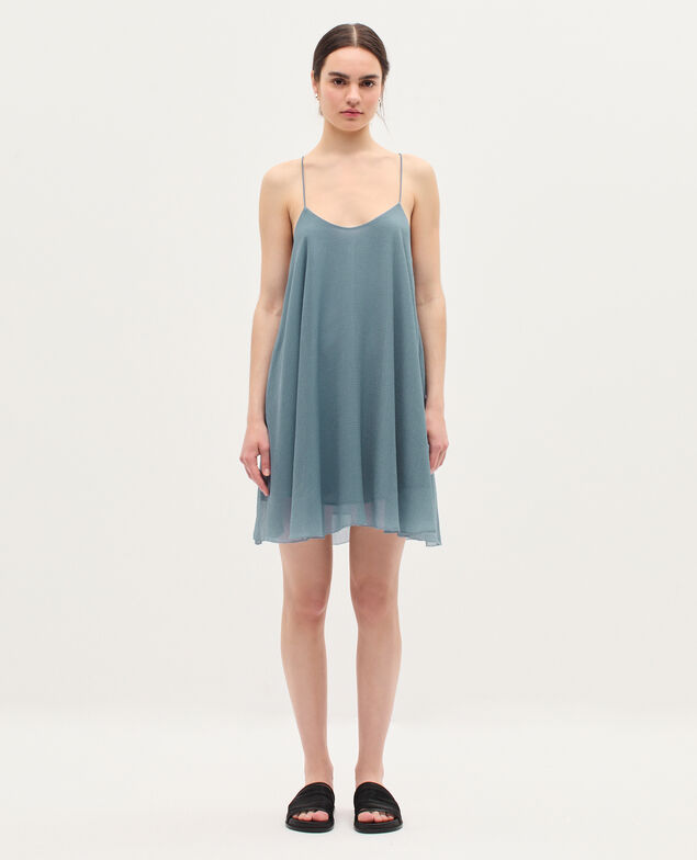 Kurzes Kleid aus Musselin  K631 blue lake