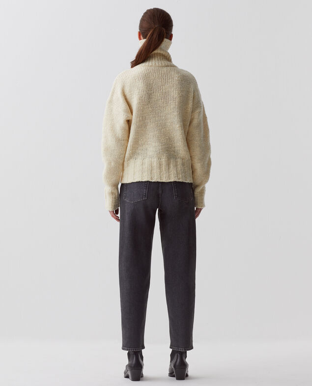 Rollkragenpullover mit Reißverschluss I010 glass green beige