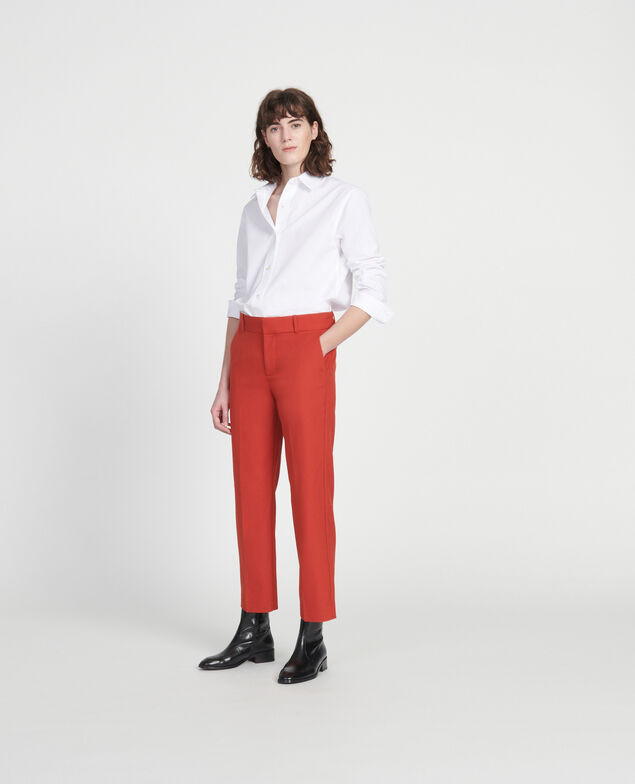 Maskuline Hose aus glatter Wolle Ketchup