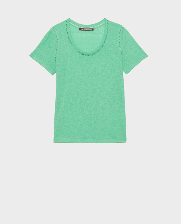 T-Shirt aus Leinen Jade cream