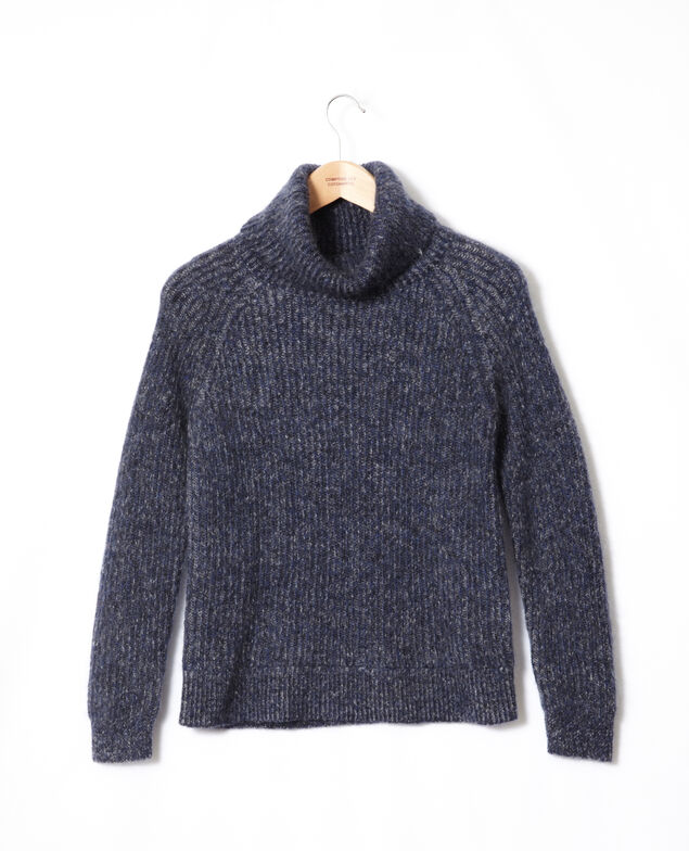 Rollkragenpullover mit Mohair Medieval blue/noir/off white