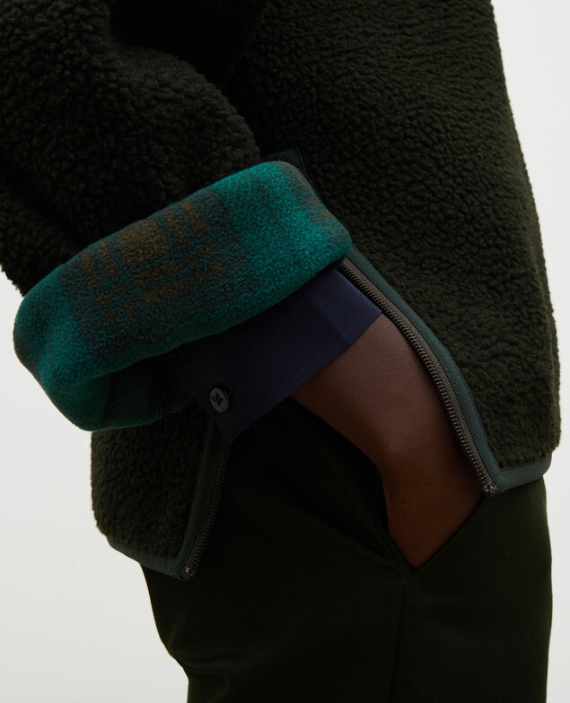 Pullover aus Fleece mit Tartankragen Scarab