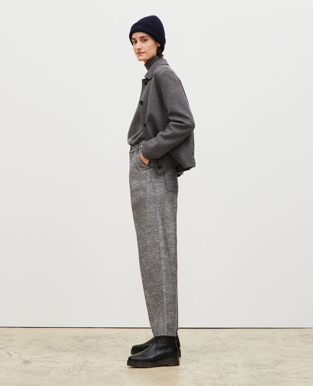 PLEATED - Weite Hose aus grauem Denim Grey wash
