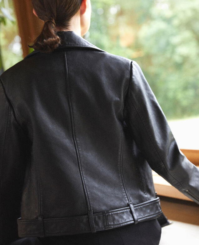 Zeitlose Lederjacke  Schwarz