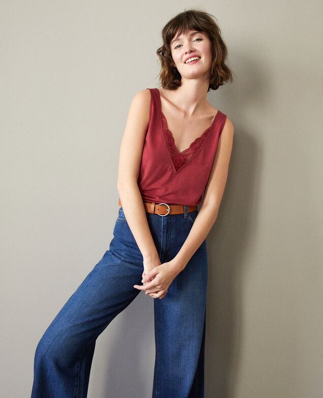 Top mit Spitze Rio red