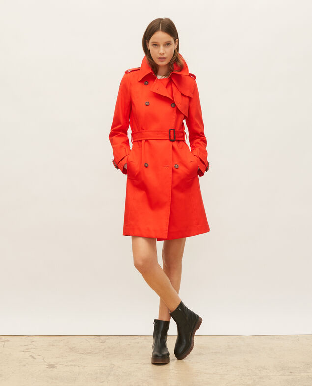 CATHERINE - Ikonischer Trenchcoat aus Baumwolle Fiery red