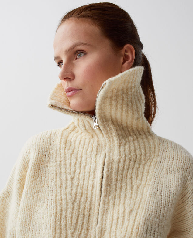 Rollkragenpullover mit Reißverschluss I010 glass green beige