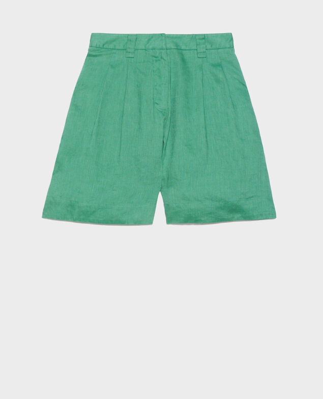Weite Shorts aus Leinen 0542 pine green