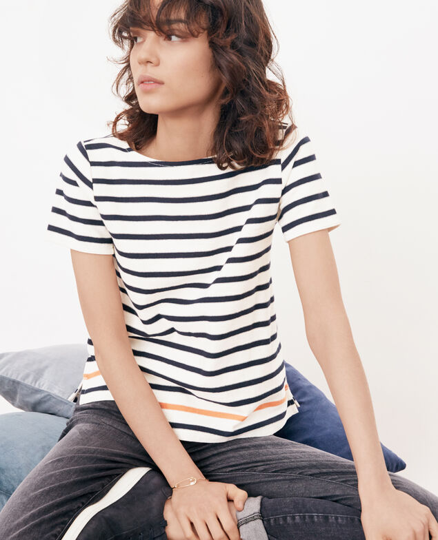Matrosen-T-Shirt Kaolin/navy/tangerine