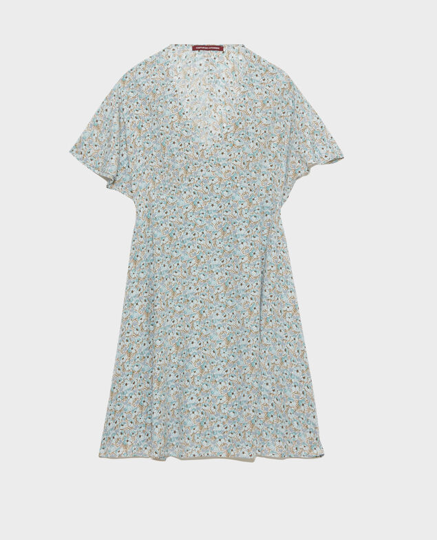 Kurzes Seidenkleid Art deco blue