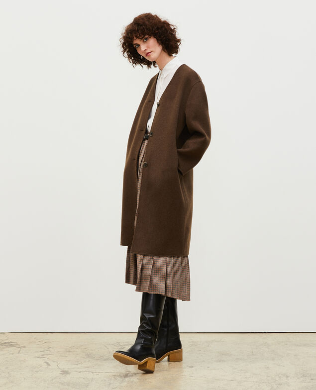 Mantel aus doppelseitiger Wolle Heather kaki