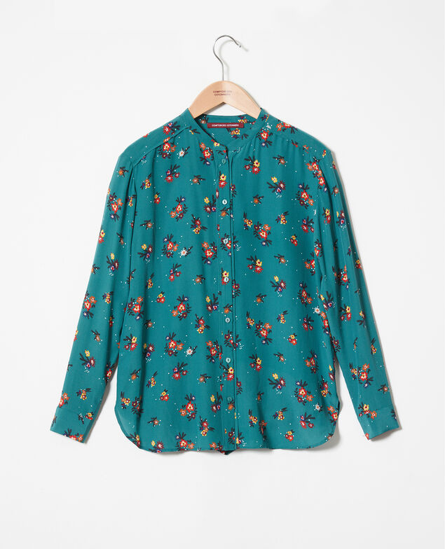Bluse mit Mao-Kragen Bouquet mediteranea