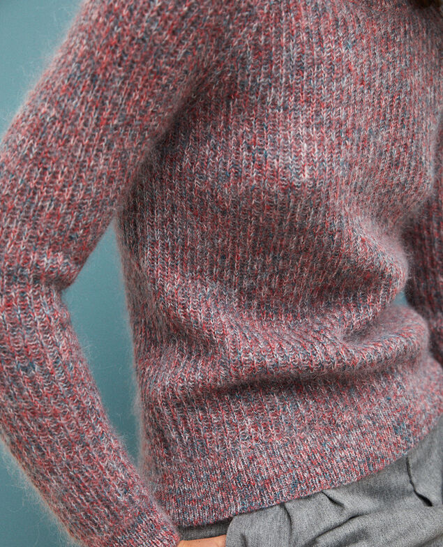 Melierter Pullover aus Mohair Pompeian red/ultra green/off white