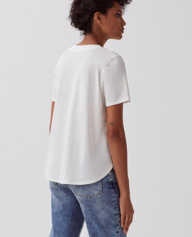 LEA - T-Shirt mit V-Ausschnitt aus Baumwolle H003 white