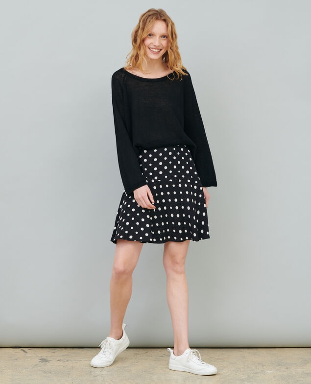 Pullover mit Rundhalsausschnitt aus Leinen 09 black