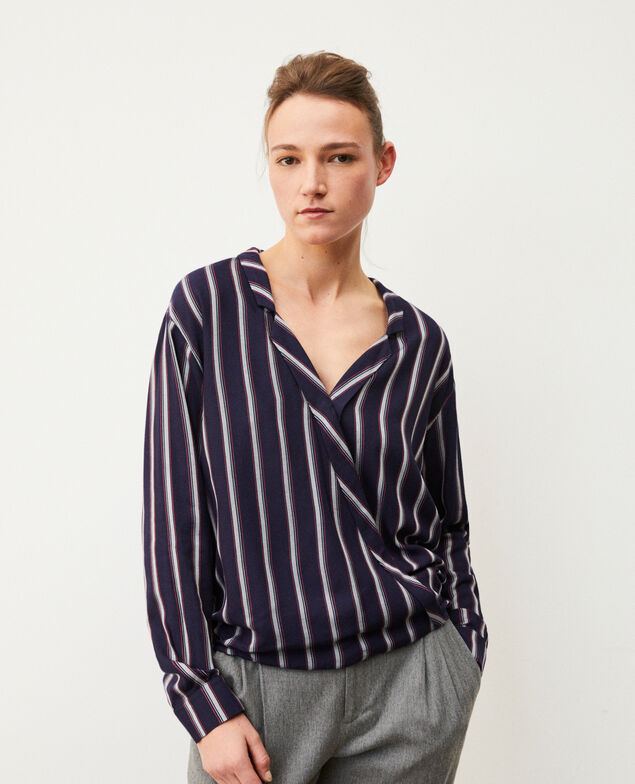 Bluse mit Pyjamakragen Blau