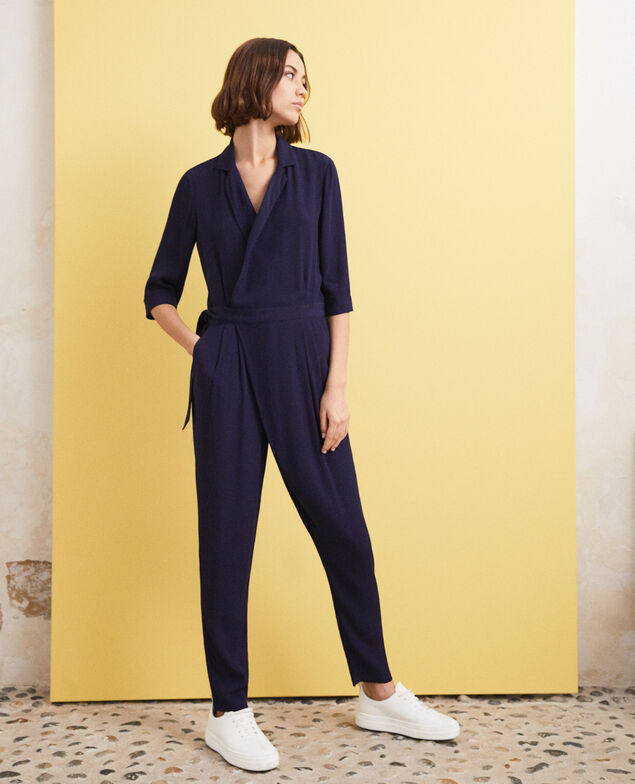 Jumpsuit in Wickeloptik Peacoat