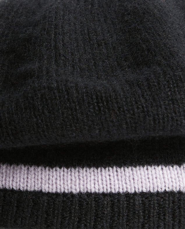 Barett aus Kaschmir Stripe black lilac