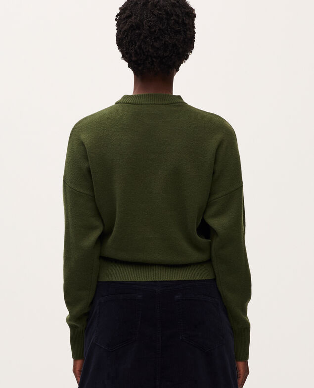 Pullover mit Rundhalsausschnitt aus Wolle U570 olive
