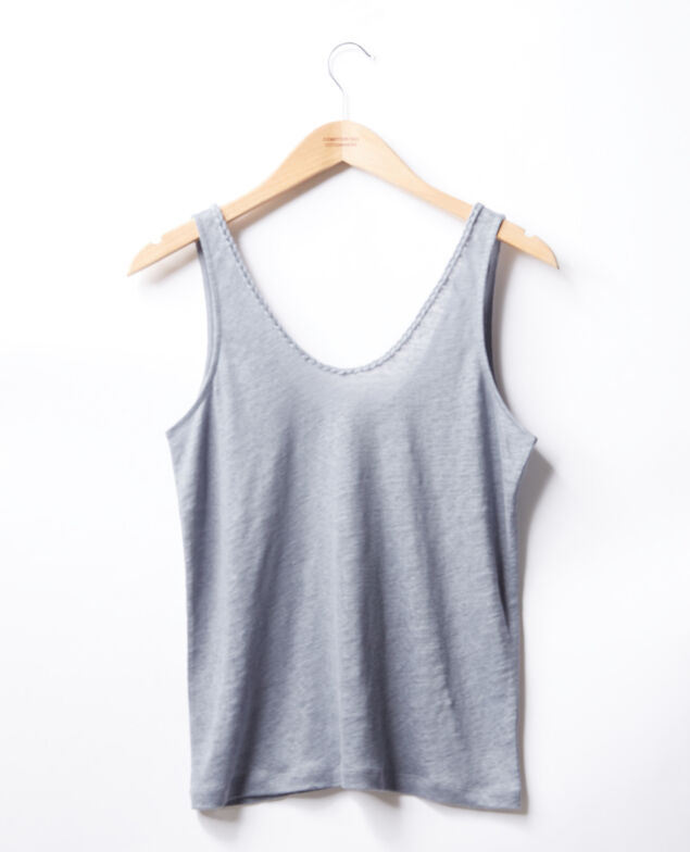Tanktop aus Leinen Washed blue