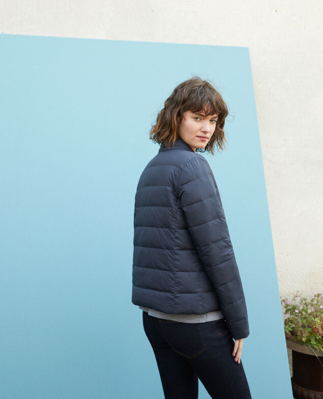 Wendebare Daunenjacke mit im Kragen verstaubarer Kapuze Navy/rose clay