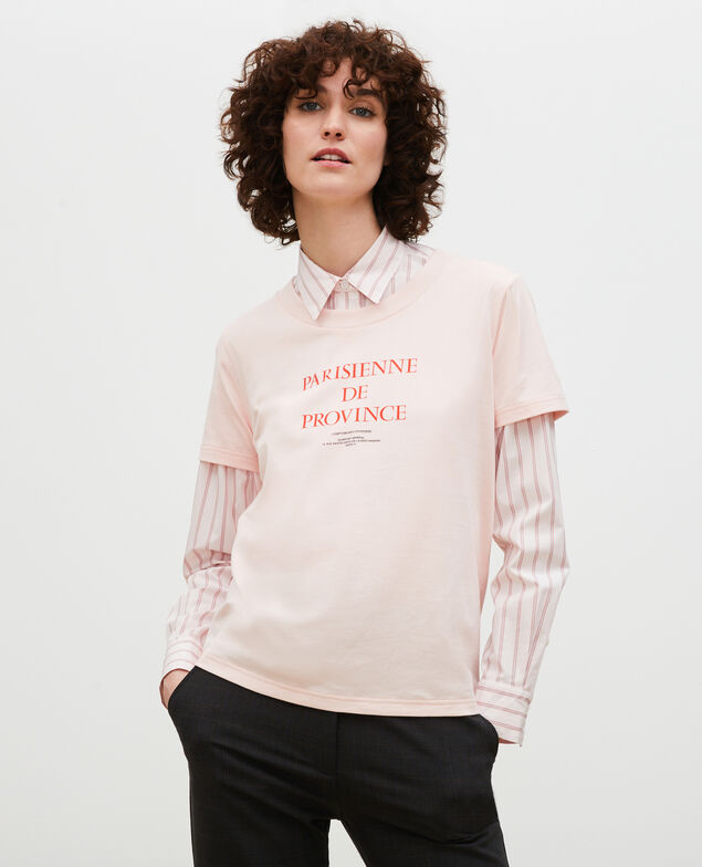 T-Shirt aus Baumwolle mit kurzen Ärmeln Seashell pink