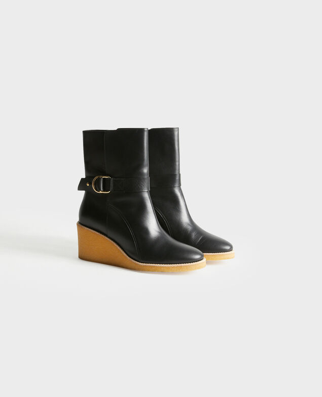 Lederstiefeletten mit Keilabsatz 4216 black_beauty
