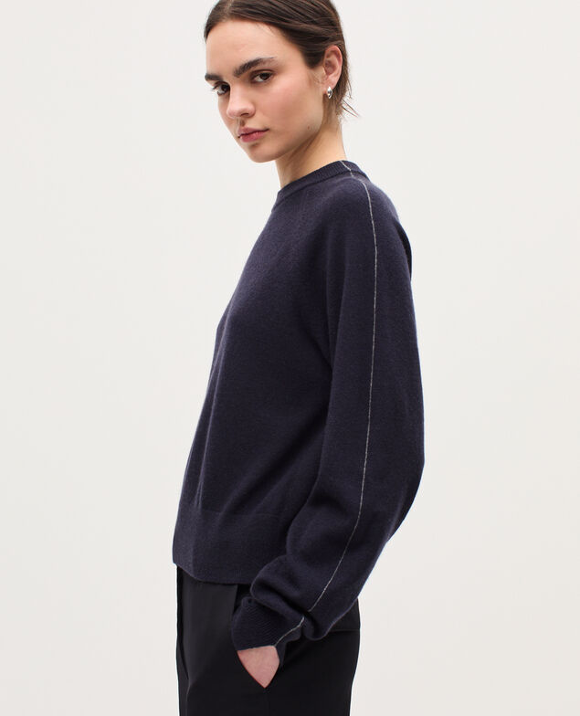 Pullover mit Rundhalsausschnitt aus Kaschmir K691 navy st gray