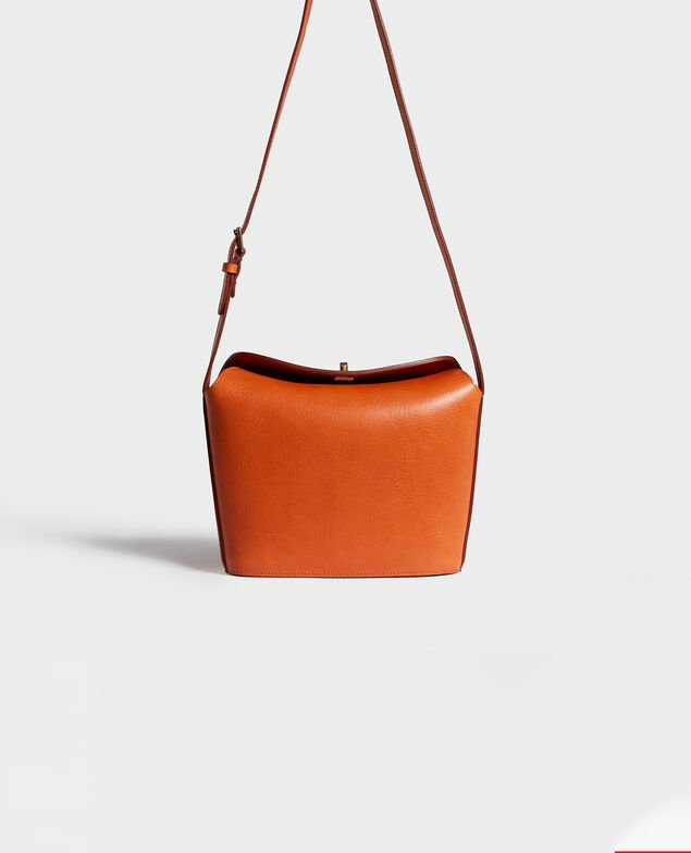 Lederhandtasche mit kurzem Schultergurt Camel