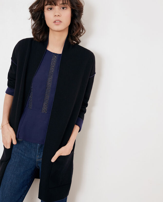 Wendebarer Cardigan aus Wolle  Marine/black