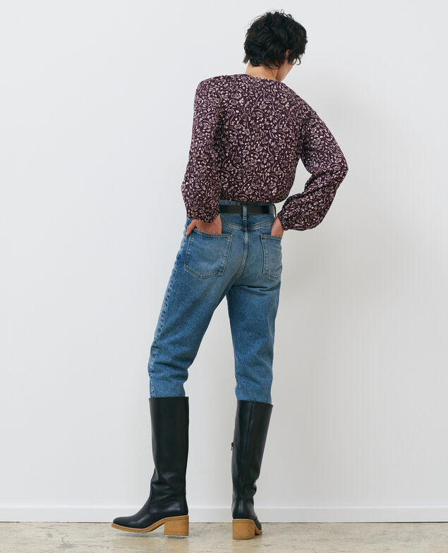 Gemusterte Bluse Cyanotype purple
