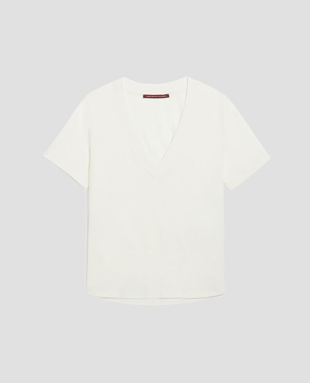 LEA - T-Shirt mit V-Ausschnitt aus Baumwolle H003 white