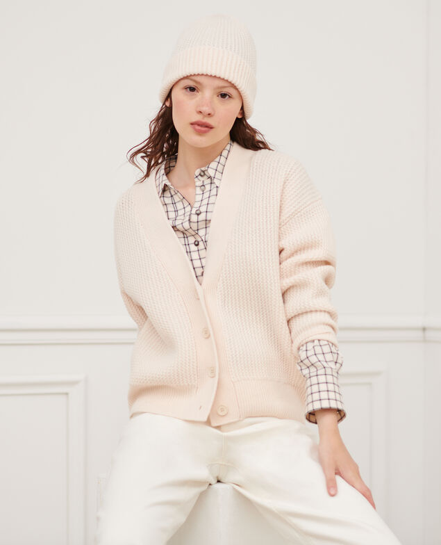 Cardigan aus Schurwolle 8801 01 offwhite
