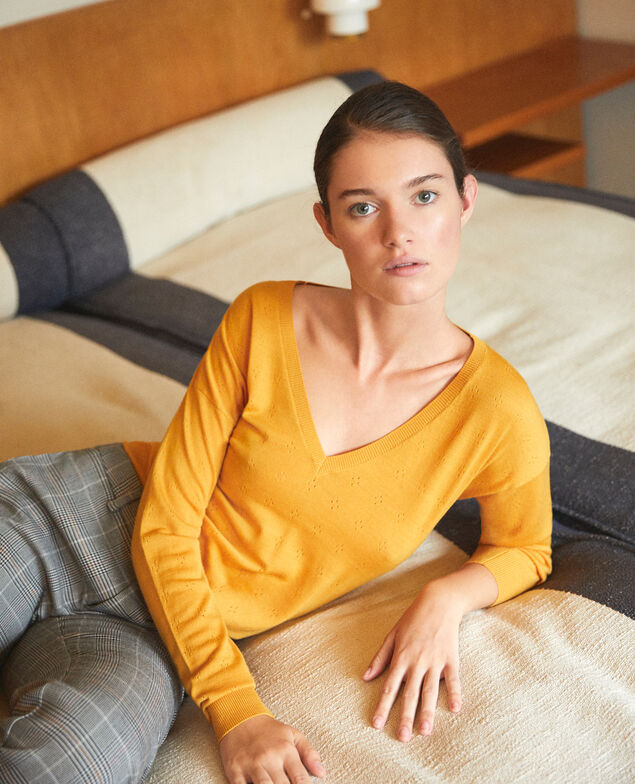 Pullover aus Merinowolle Golden spice