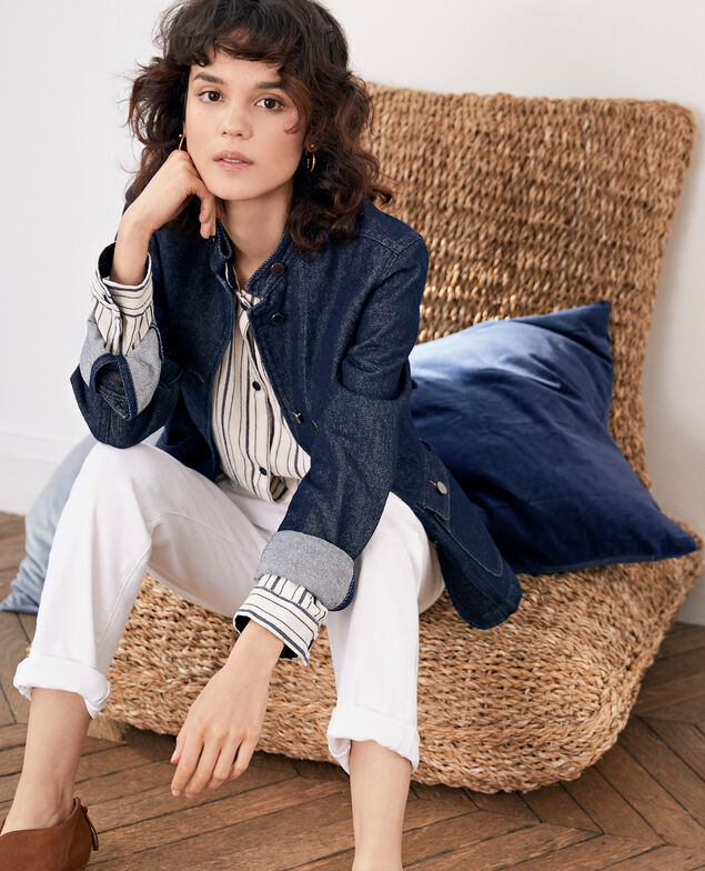 Jeansjacke mit Offizierskragen Indigo