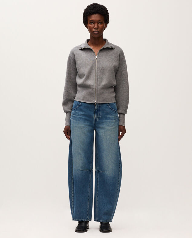 Cardigan aus Merinowolle mit Reißverschluss K070 mel gray