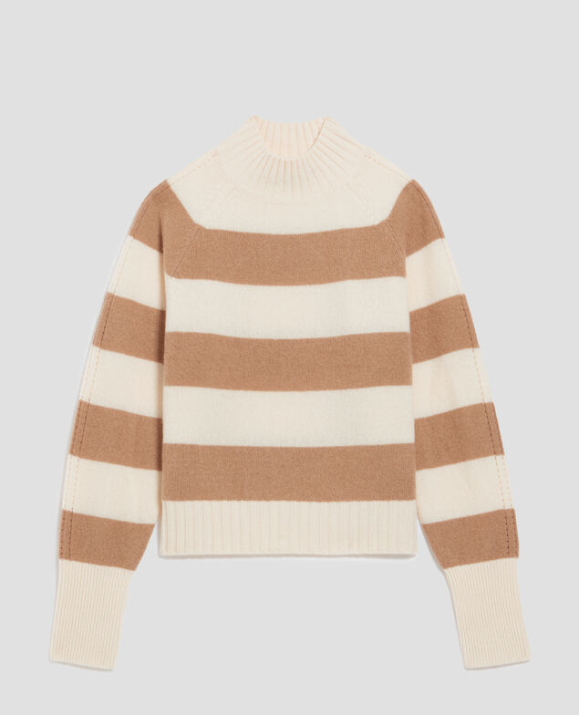 Pullover mit hohem Kragen aus Kaschmir I323 st ivory camel