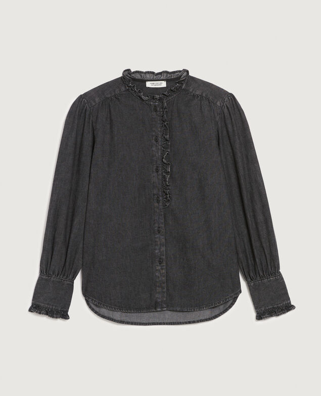 Bluse mit Volantkragen aus Baumwolle K081 dark gray
