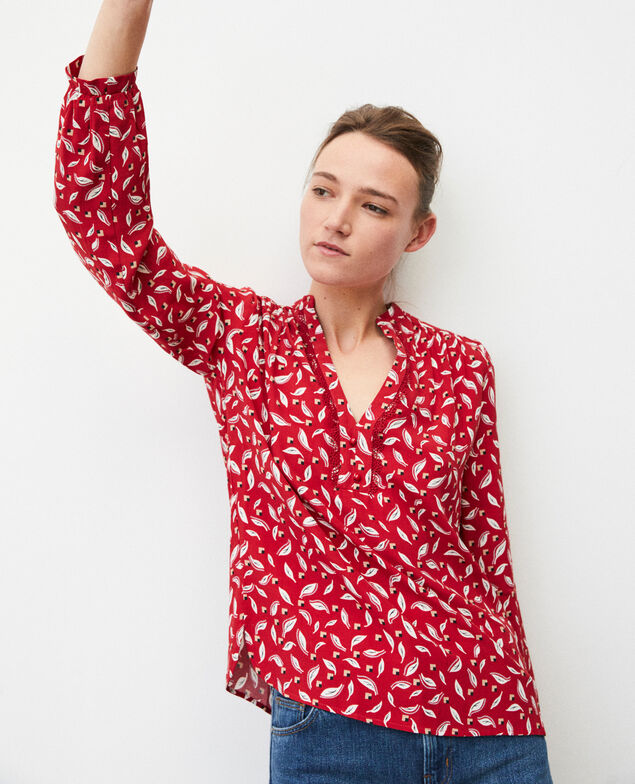 Bluse mit tunesischem Kragen Earth red