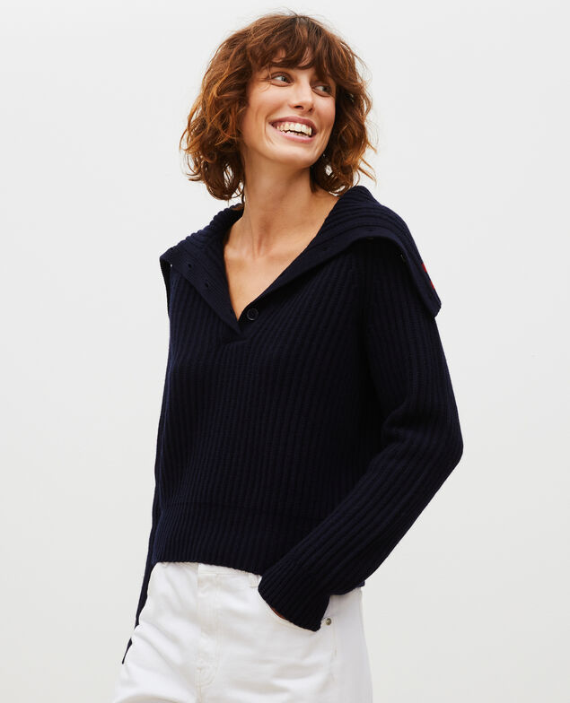 Wollpullover mit breitem Stehkragen Night sky