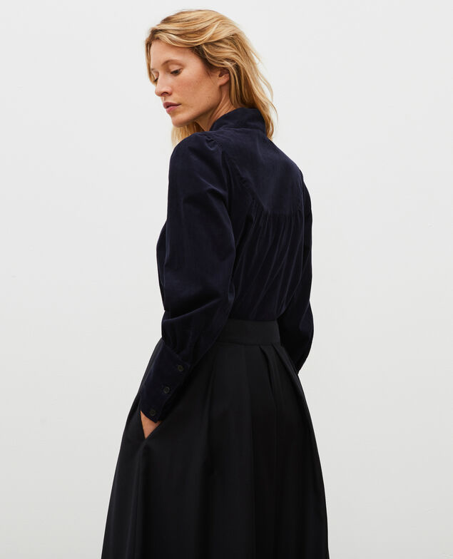 Samtbluse mit Plastron Night sky