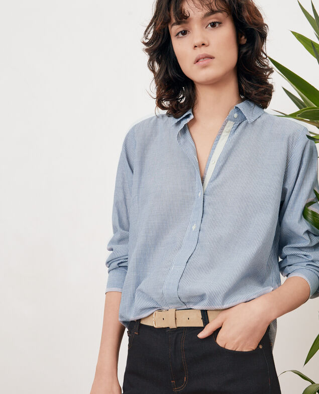 Gestreifte Oversize-Bluse Stone blue stripes