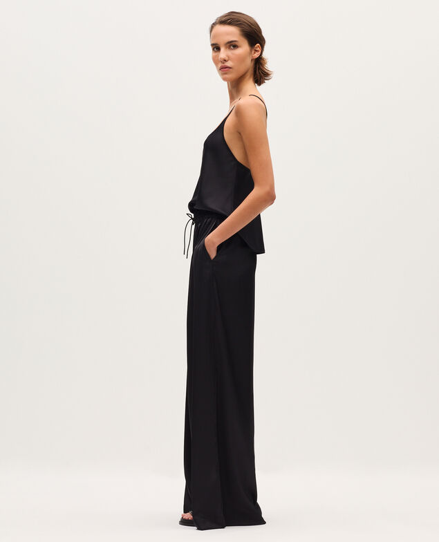 Weite satinierte Hose mit fließendem Fall H091 black beauty