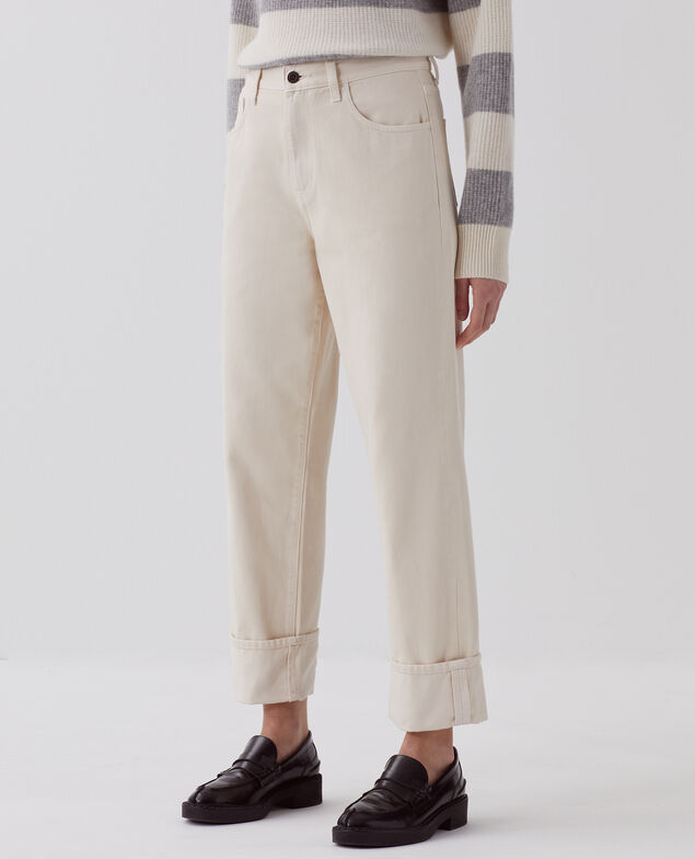 Regular Jeans mit breitem Revers U300 natural