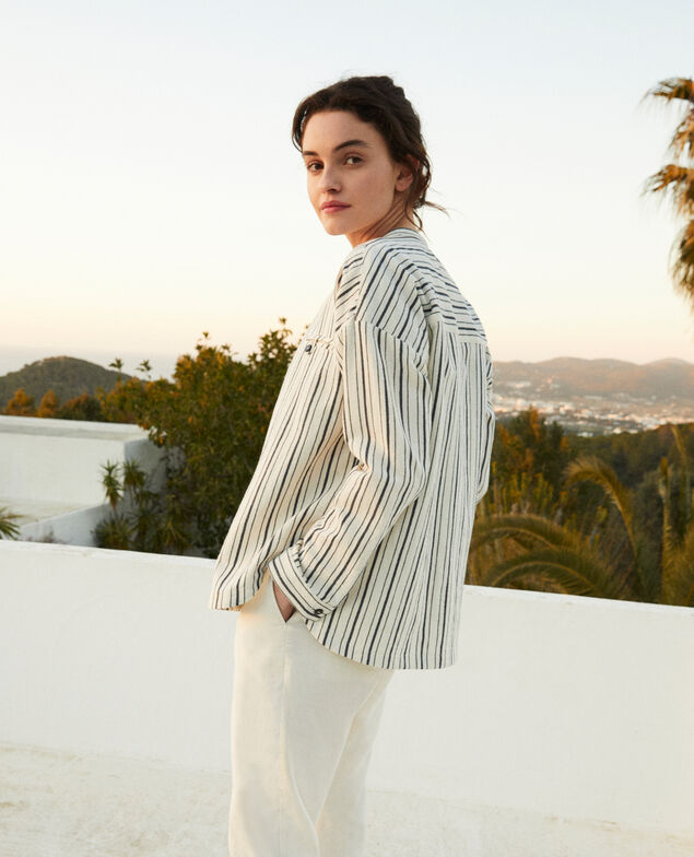 Gestreifte Bluse Off white/navy stripes