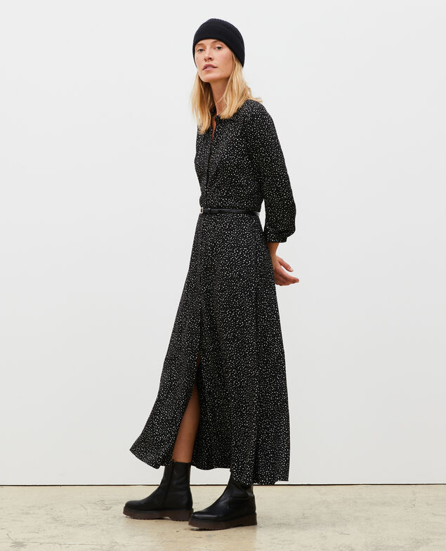 Langes gemustertes Maxi-Kleid Print constellation black