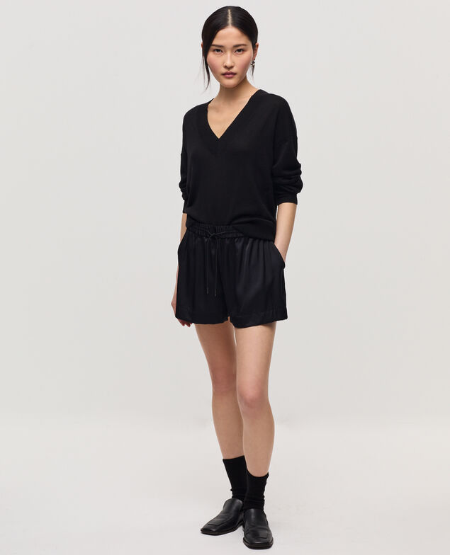 Satinierte, fließend fallende Shorts H091 black beauty