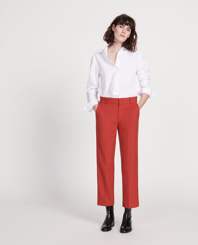 Maskuline Hose aus glatter Wolle Ketchup