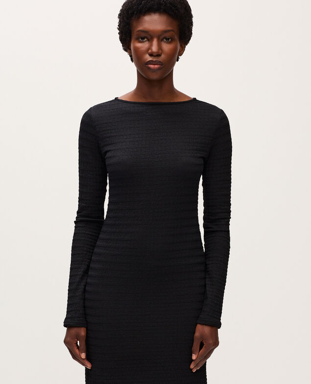Langes texturiertes Kleid H091 black beauty